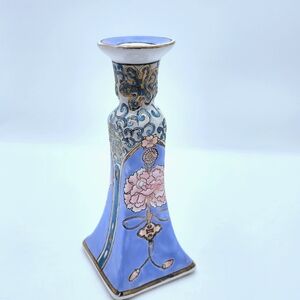 Blue and White Gilt Edged Chinoiserie Candleholder